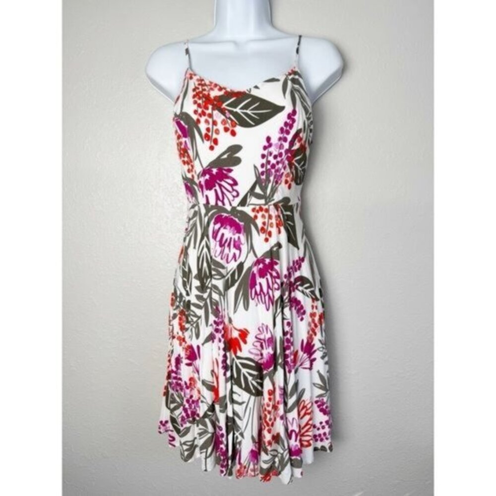 Old Navy tropical Hawaiian‎ leaf sleeveless smocked sundress rayon S